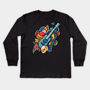 Doodle music illustration Kids Long Sleeve T-Shirt